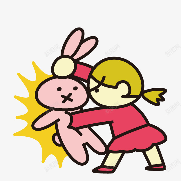 卡通女孩发泄png免抠素材_新图网 https://ixintu.com 儿童生气 凶巴巴 卡通 卡通兔子 卡通布娃娃 发泄 女孩 憋屈 生气 生气的小孩