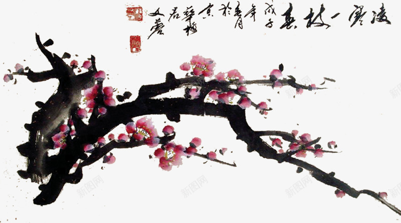 水墨梅花展板png免抠素材_新图网 https://ixintu.com 展板 梅花 水墨 设计