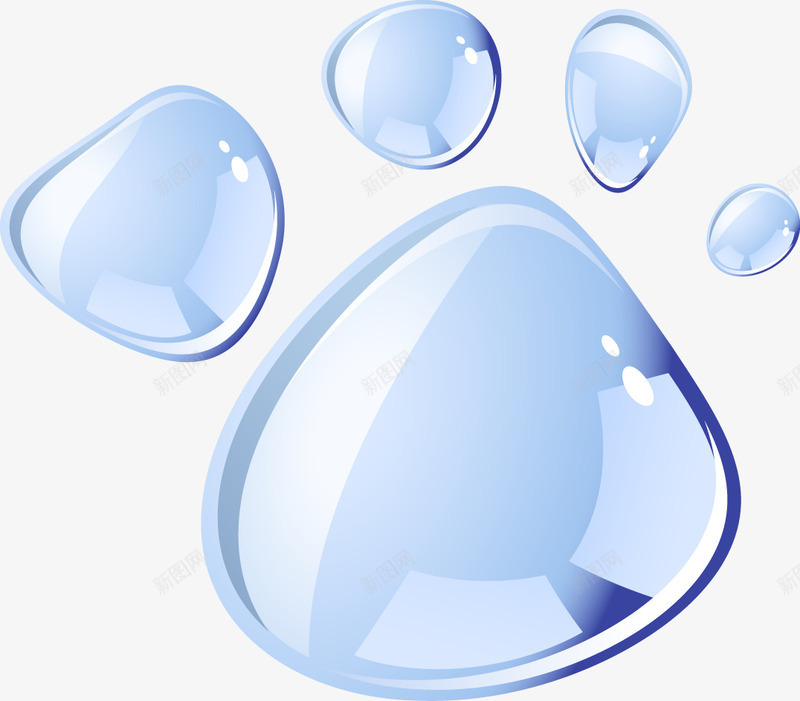 水滴脚印矢量图ai免抠素材_新图网 https://ixintu.com 动物 宠物 水滴 脚印 矢量图