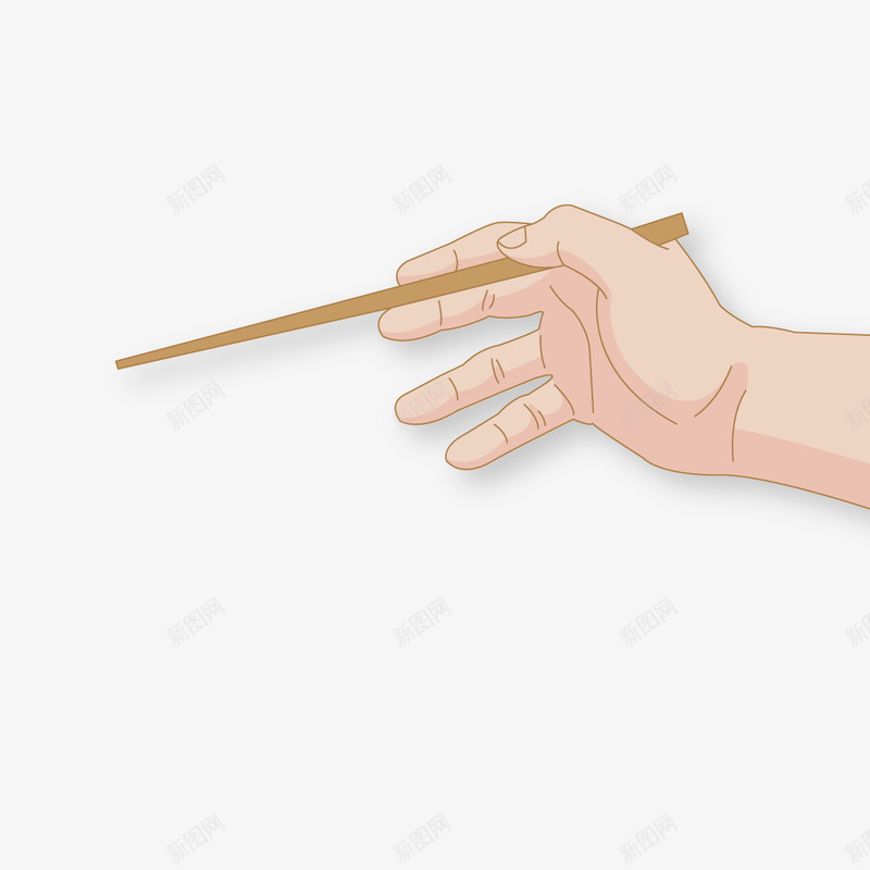 手拿一只筷子矢量图ai免抠素材_新图网 https://ixintu.com 夹菜 手势 木筷 男性 矢量图