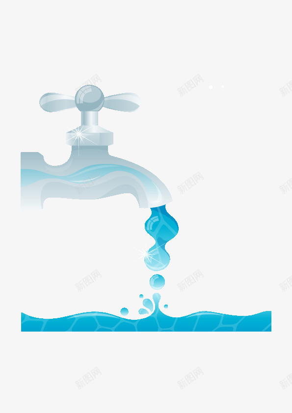 水龙头蓝色水滴效果矢量图ai免抠素材_新图网 https://ixintu.com 干净 水珠 水龙头 纯净 蓝色水滴 装饰图 矢量图