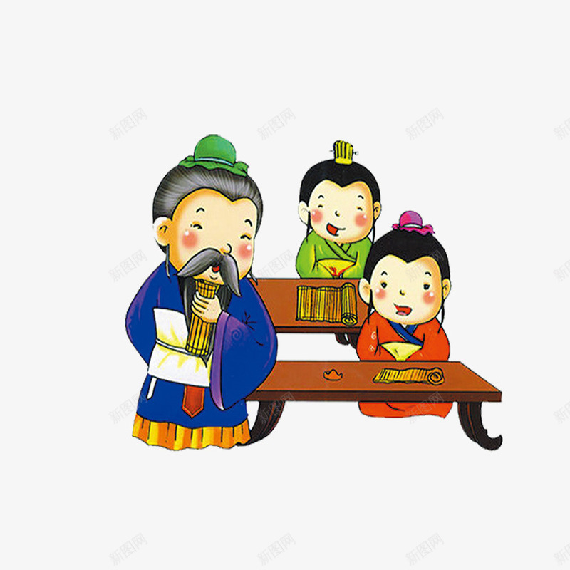 私塾png免抠素材_新图网 https://ixintu.com 书生 卡通 古代 古代学堂 私塾