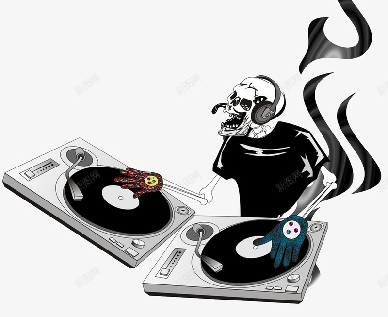 夜店DJ主持人png免抠素材_新图网 https://ixintu.com DJ主持人 DJ剪影 戴耳机的人 舞台 音乐 骷髅