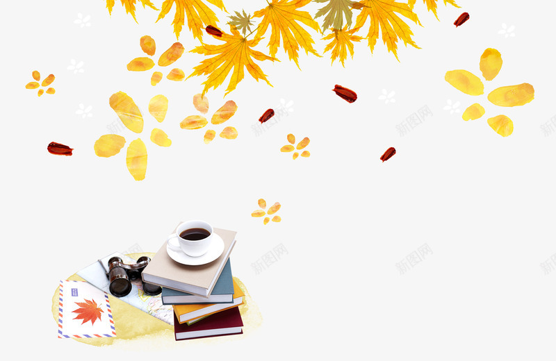 枫叶飘舞一杯茶几本书png免抠素材_新图网 https://ixintu.com 一杯茶 几本书 枫叶飘舞