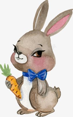 手拿胡萝卜的可爱兔子素材