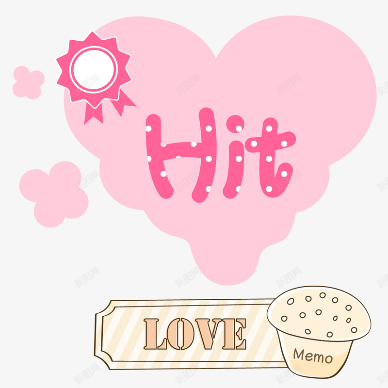 卡通爱心png免抠素材_新图网 https://ixintu.com 卡通 可爱 圆形徽章 手绘 爱心 粉红色的 英文