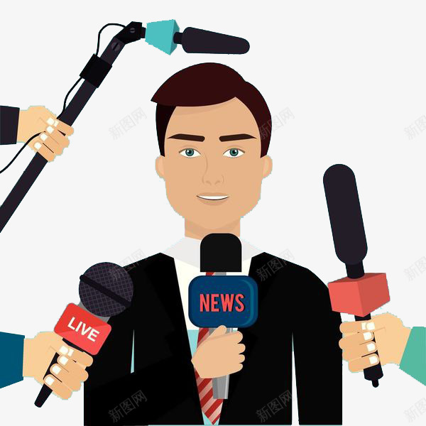 采访人物png免抠素材_新图网 https://ixintu.com 传布 传播 卡通手绘 商务 媒体 媒体宣传 宣传 广告 插画 新闻 话筒 采访