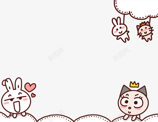 卡通兔子相框png免抠素材_新图网 https://ixintu.com 卡通 手绘 白色 相框 简约