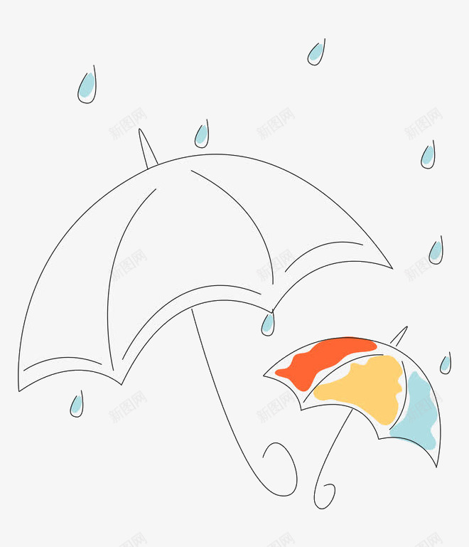 手绘水彩简约雨伞图png免抠素材_新图网 https://ixintu.com 下雨 卡通手绘 彩色 水彩 水滴 涂鸦 简约 雨水