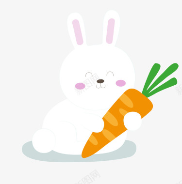 卡通兔子吃萝卜psd源文件图标图标