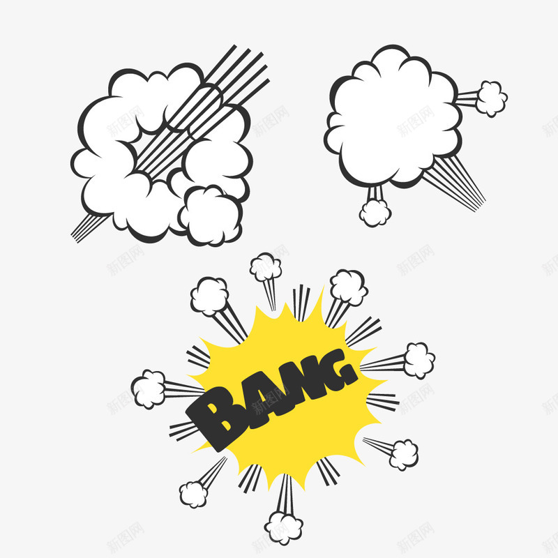 BANG黄色气泡矢量图ai免抠素材_新图网 https://ixintu.com 文字气泡 漫画风 装饰 矢量图