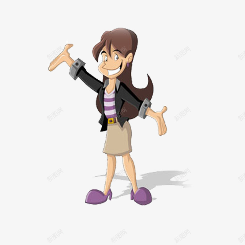 卡通商业女士欢迎手势png免抠素材_新图网 https://ixintu.com 人物欢迎 动漫 动漫卡通人物欢迎手势 卡通 商标贴纸 手绘 欢迎手势 海报
