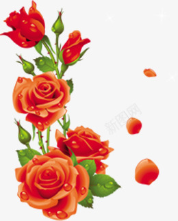 水珠玫瑰手绘花朵png免抠素材_新图网 https://ixintu.com 手绘 水珠 玫瑰 花朵