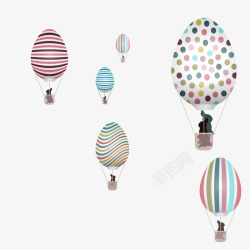 坐热气球的复活节兔子素材