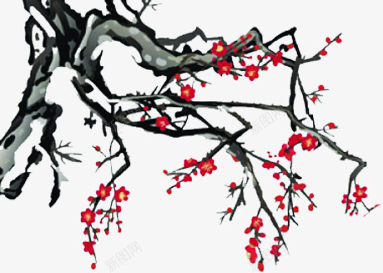 创意水墨风格红色梅花png免抠素材_新图网 https://ixintu.com 创意 梅花 水墨 红色 风格