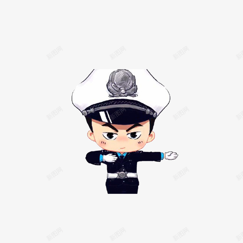 Q版交警做直行手势png免抠素材_新图网 https://ixintu.com 交警手势 直行辅助手势