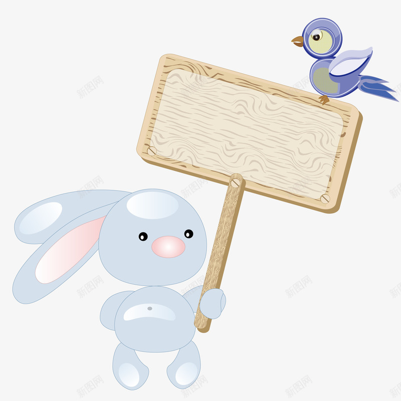 卡通举牌的小兔子矢量图ai免抠素材_新图网 https://ixintu.com 举牌 兔子简笔画 动物设计 卡通 可爱 小兔子 小鸟 新手举牌 矢量图