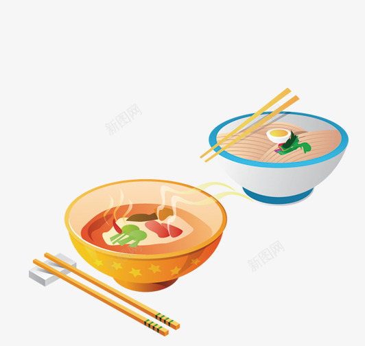两碗手绘面条png免抠素材_新图网 https://ixintu.com 两碗 彩色 手绘 面条
