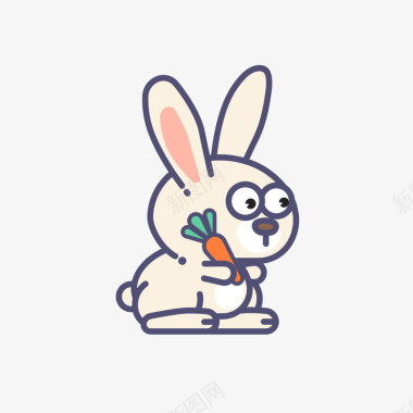 白色兔子卡通图标矢量图图标