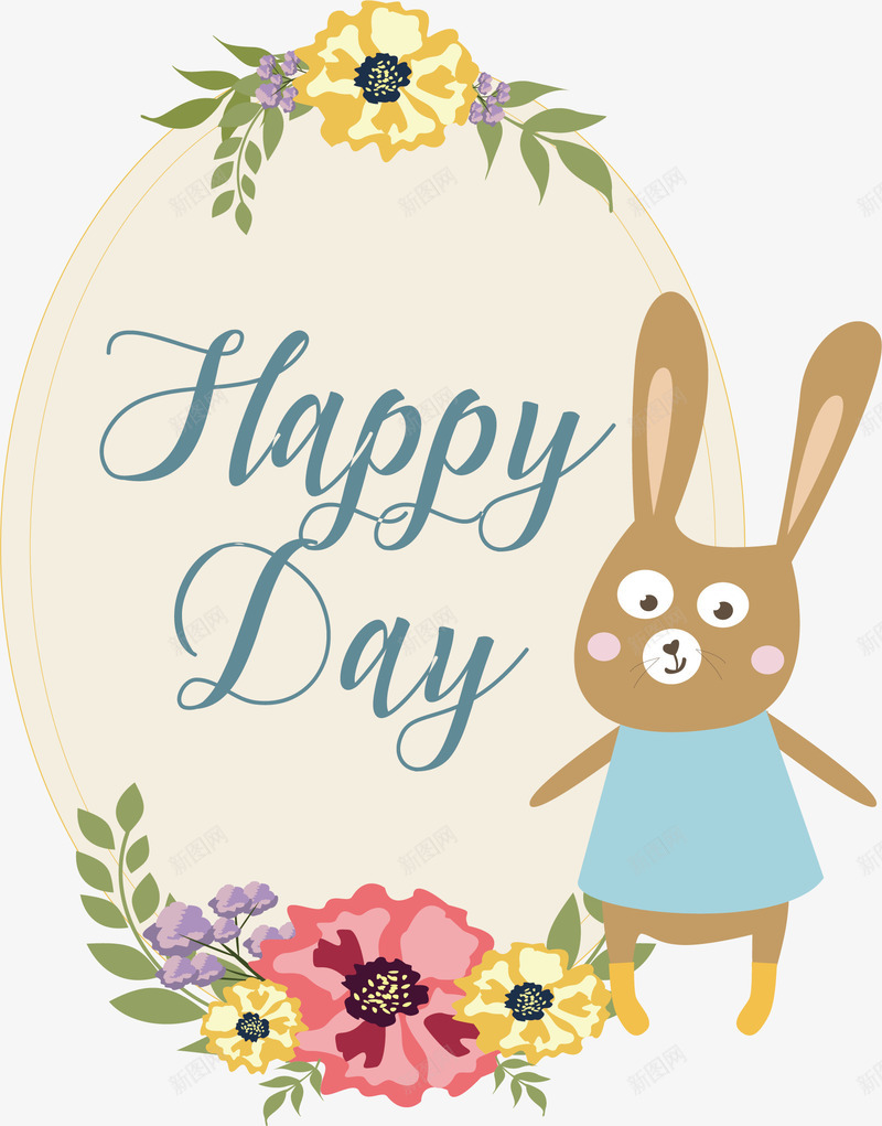 卡通动物png免抠素材_新图网 https://ixintu.com 人偶玩具 兔子 动物 卡通动物 卡通手绘 鲜花