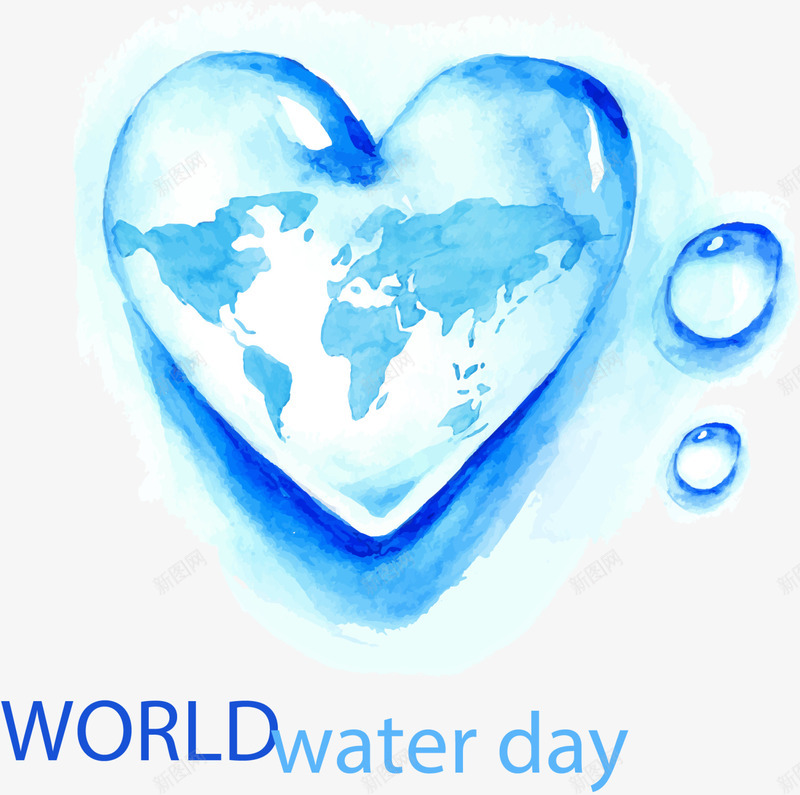 世界水日爱心水滴png免抠素材_新图网 https://ixintu.com Day Water World 世界水日 水彩 爱心水滴 蓝色水滴