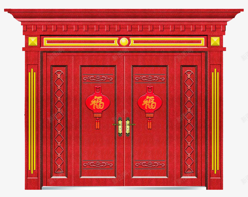 中国传统木质雕刻镶金宽敞大红门png免抠素材_新图网 https://ixintu.com 中国风 传统 古代红门 古代门 复古门 宽敞大红门 木质雕刻 镶金