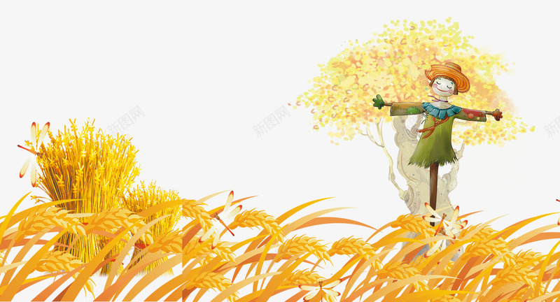 麦序稻草人png免抠素材_新图网 https://ixintu.com 秋天气息 稻草人 麦序