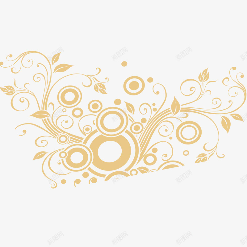 黄色树枝花纹装饰png免抠素材_新图网 https://ixintu.com 树枝 花纹 装饰 黄色