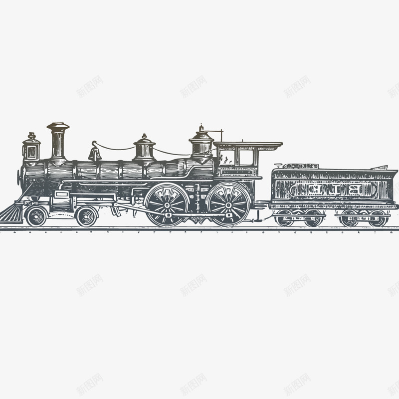火车素描矢量图ai免抠素材_新图网 https://ixintu.com png免费下载 古代车 火车 矢量图 素描 黑白