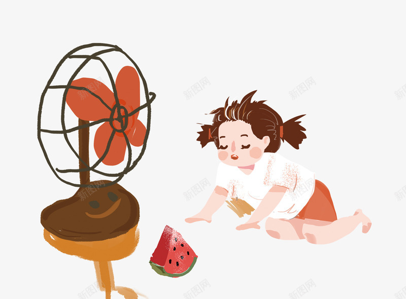 夏季吹风扇的小女孩psd免抠素材_新图网 https://ixintu.com 吹风扇 夏天 夏天的味道 夏季 女孩 小清新 水果 清新 西瓜