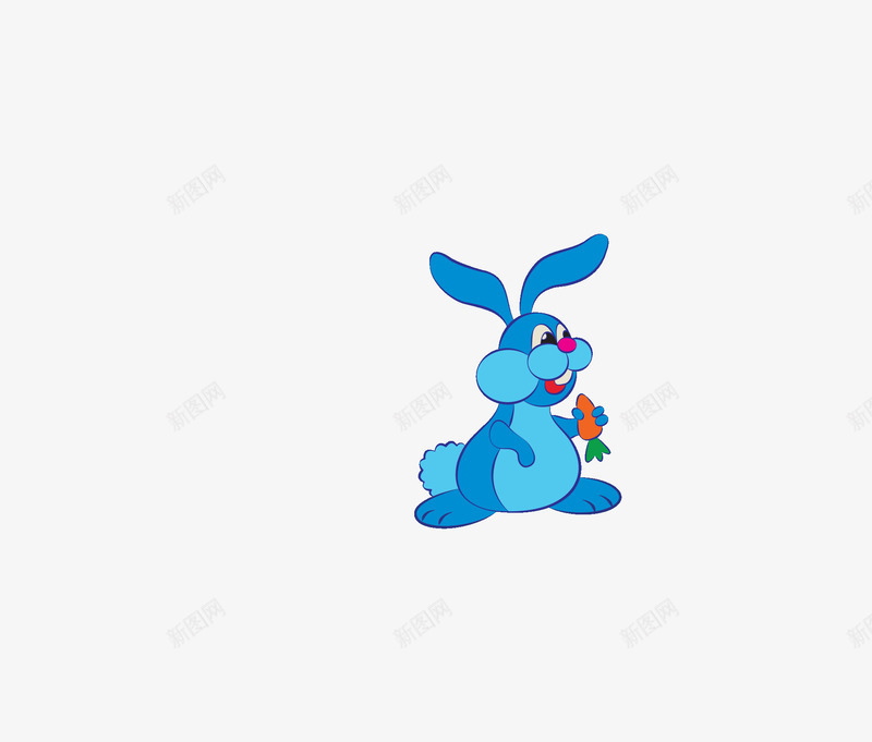 蓝色胡萝卜小兔png免抠素材_新图网 https://ixintu.com 兔子 小兔 矢量素材 胡萝卜