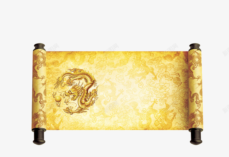 印有龙纹的圣旨png免抠素材_新图网 https://ixintu.com 古代 圣旨 帝王 权利 金黄色 龙纹