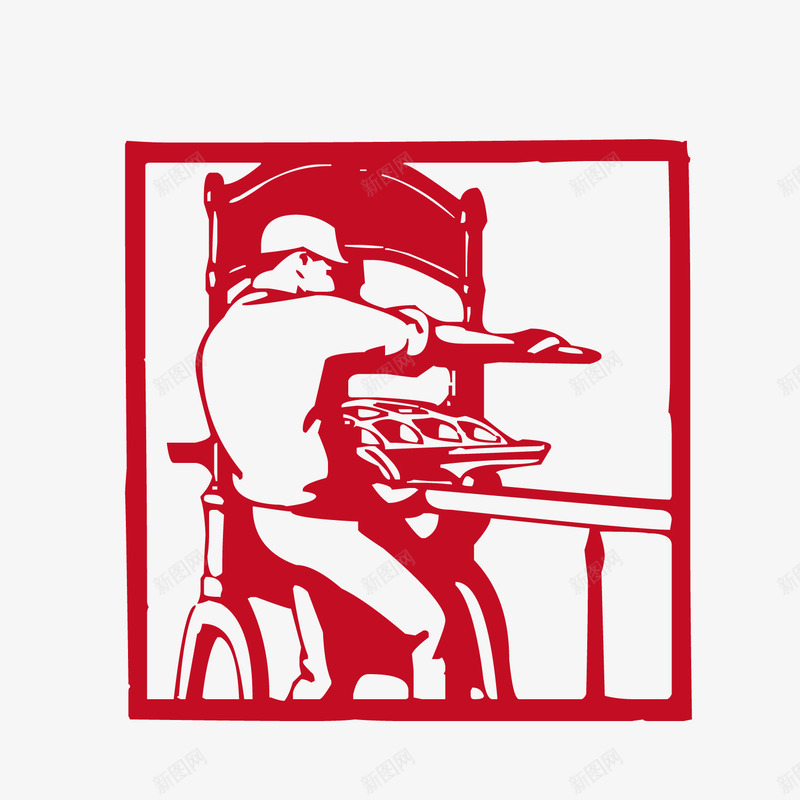 红色工人插画png免抠素材_新图网 https://ixintu.com 丝网印刷 印章 复古 工人 手绘 插画图 版画 矢量红白装饰插图 红色 红色木刻版画 红色矢量装饰图案 艺术 装饰