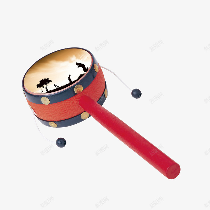手摇鼓儿童玩具psd免抠素材_新图网 https://ixintu.com 外婆家 怀旧 手摇鼓 玩具