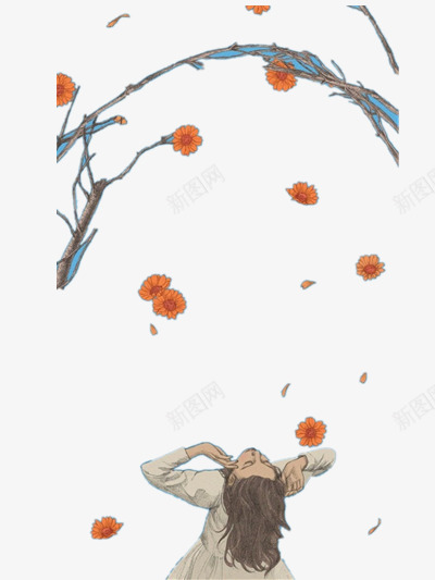 落花的树枝png免抠素材_新图网 https://ixintu.com 凄凉 凄凉之美 植物 秋天 黄色