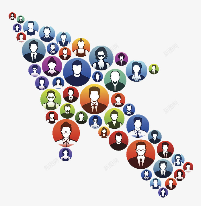 商务人士图标组合箭头指示方向png_新图网 https://ixintu.com 人物指示 商务人士 图标组合 圆形图标 指示 方向 箭头