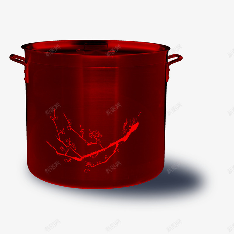 红色家用锅具png免抠素材_新图网 https://ixintu.com 厨房锅具 红色金属拉丝 金属拉丝 金属汤锅 高筒锅