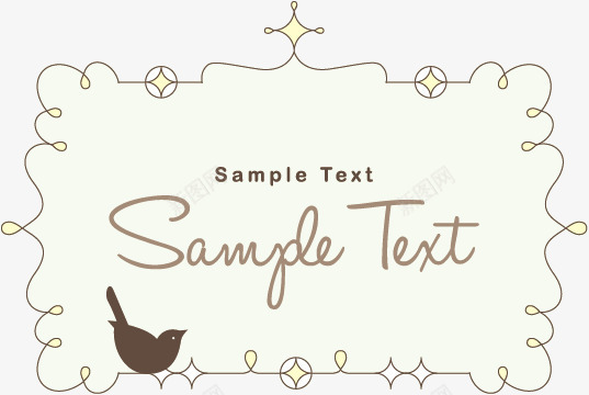 简约花朵线稿边框矢量图ai免抠素材_新图网 https://ixintu.com Text sample 卡通 可爱 小鸟 线稿 花边 边框 矢量图