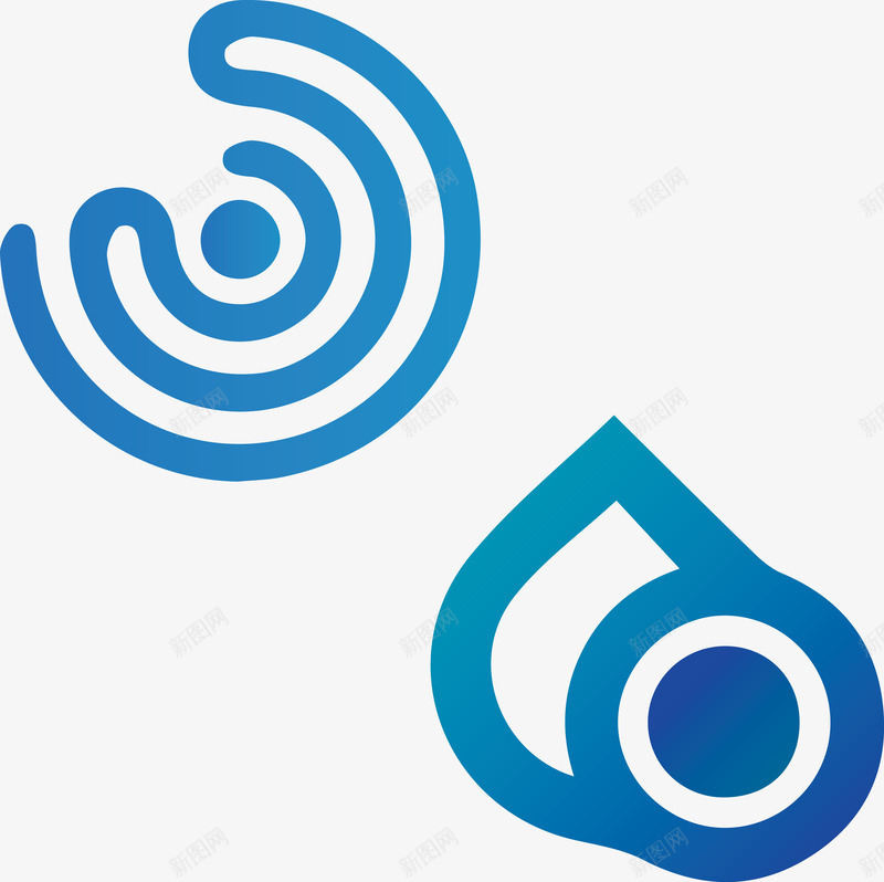 两个水logo图标png_新图网 https://ixintu.com 圆形logo 水滴logo 环保logo