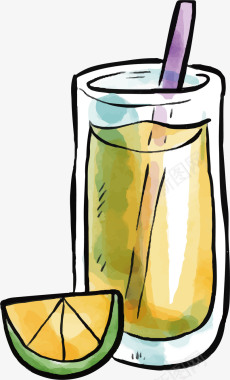 水彩清凉夏日小元素饮料杯素矢量图图标图标