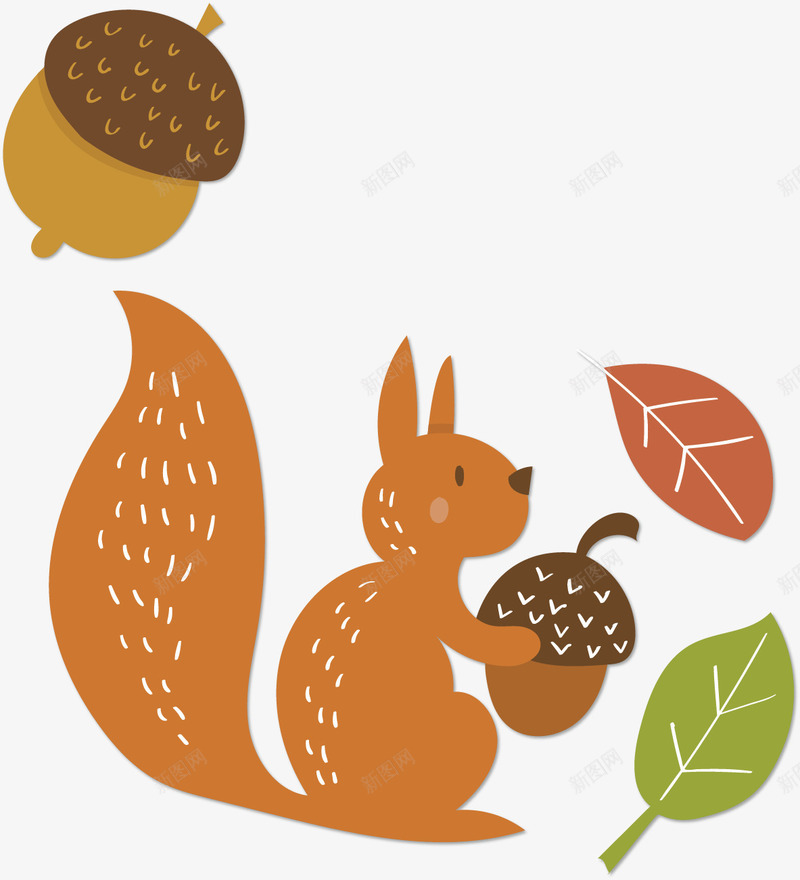 松鼠秋天可爱卡通png免抠素材_新图网 https://ixintu.com 卡通 可爱 季节 手绘 松子 松鼠 树叶 橙色 秋天 秋季