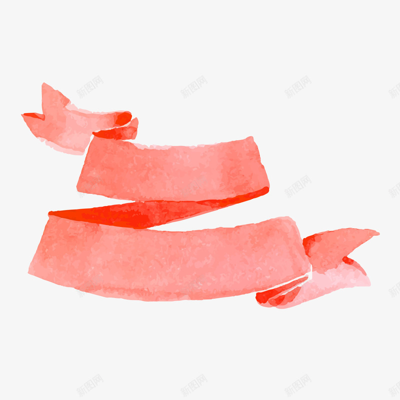 卡通水彩绘红色丝带png免抠素材_新图网 https://ixintu.com 卡通丝带 文案背景 红色彩带 背景装饰