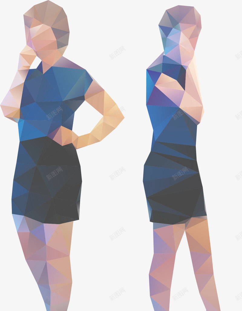 炫酷多边形人物png免抠素材_新图网 https://ixintu.com 人物 几何形 多边形 女性 打电话的人 打电话的女性 炫酷 矢量打电话