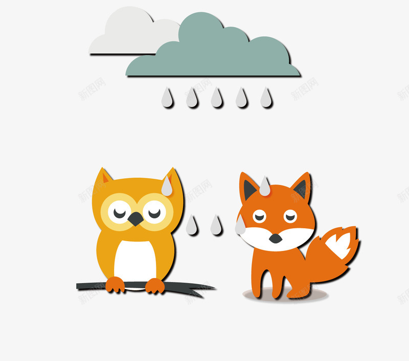 阴雨天树枝上小憩的猫头鹰矢量图ai免抠素材_新图网 https://ixintu.com 小憩的猫头鹰 狐狸 矢量图 矢量狐狸 阴雨 阴雨天气