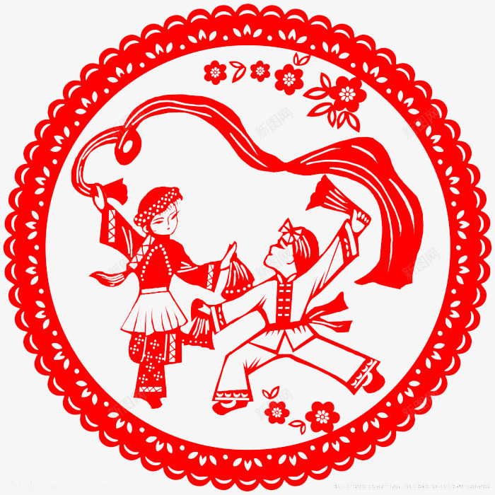 手工剪纸png免抠素材_新图网 https://ixintu.com 女人 手工剪纸 新年 男人 窗花 红色剪纸 过年 镂空