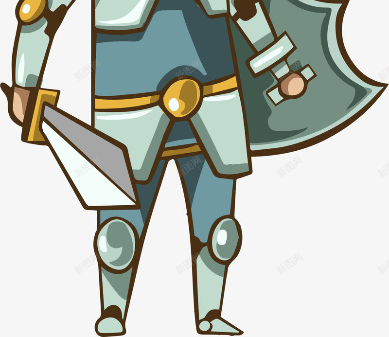 手持盾牌的古代士兵png免抠素材_新图网 https://ixintu.com 全副武装 卡通 古代士兵 战士 手拿宝剑 手持盾牌