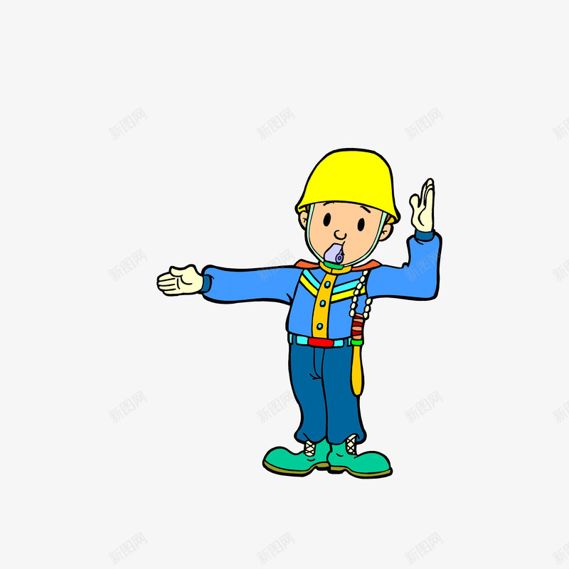 做手势的卡通交警png免抠素材_新图网 https://ixintu.com 交警手势 做手势的卡通交警 直行辅助手势 请按交警手势开车