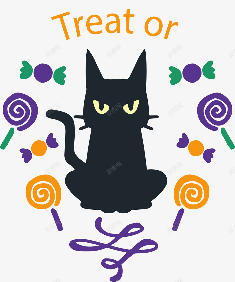 恐怖万圣节黑猫糖果矢量图ai免抠素材_新图网 https://ixintu.com 万圣节 万圣节糖果 恐怖黑猫 矢量png 糖果 黑猫 矢量图