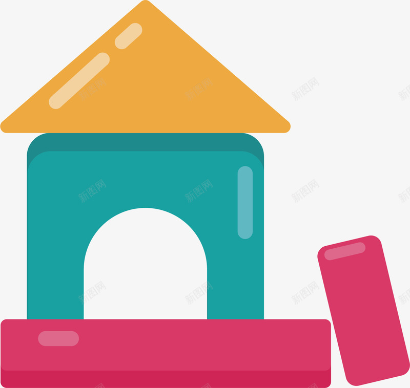 好的房屋积木矢量图ai免抠素材_新图网 https://ixintu.com 小孩 房屋 橘色 玩具 益智 积木 红色 蓝色 矢量图