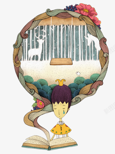 孩子的想象世界png免抠素材_新图网 https://ixintu.com 儿童插画 创意插画 手绘儿童 秋天